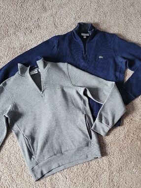 EUC Lacoste Men's Cotton Quarter zip Sweaters Set Of 2 size 4(M)
